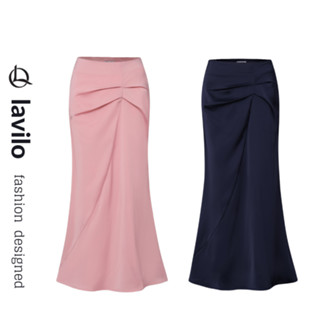 chân váy dài cạp trễ dáng A chất vải lụa mango gân cao cấp mềm mịn thoáng mát LAVILO CV 109