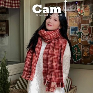 Khăn len quàng cổ nam nữ choàng cổ nam, khăn đôi nam nữ quà tặng giáng sinh mềm mịn nhẹ ấm - caro đỏ noel camcamvintage