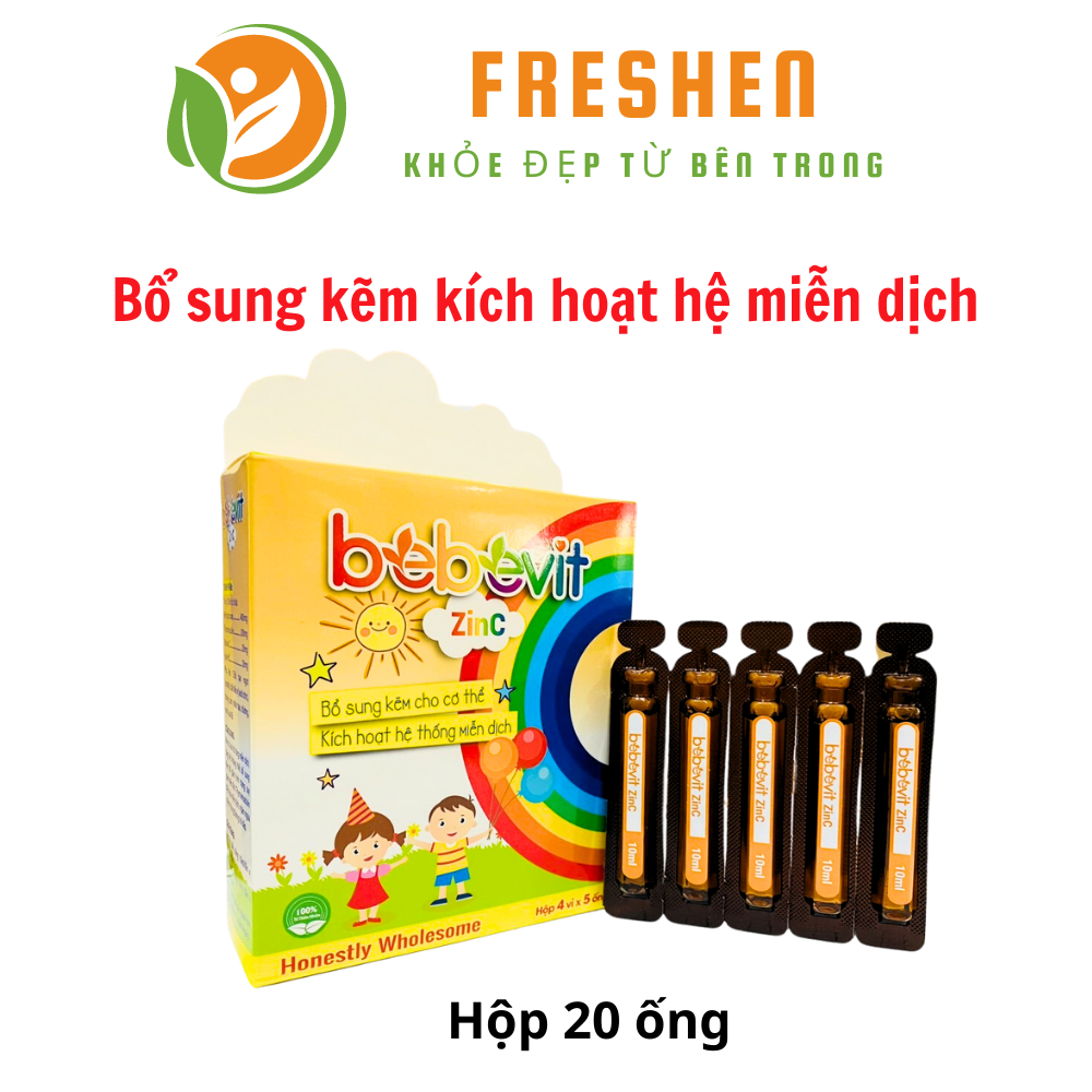 Bebevit Zinc bổ sung kẽm, hỗ trợ ăn ngon, tăng cường sức khỏe, tăng sức đề kháng, miễn dịch chống còi xương zin c ống