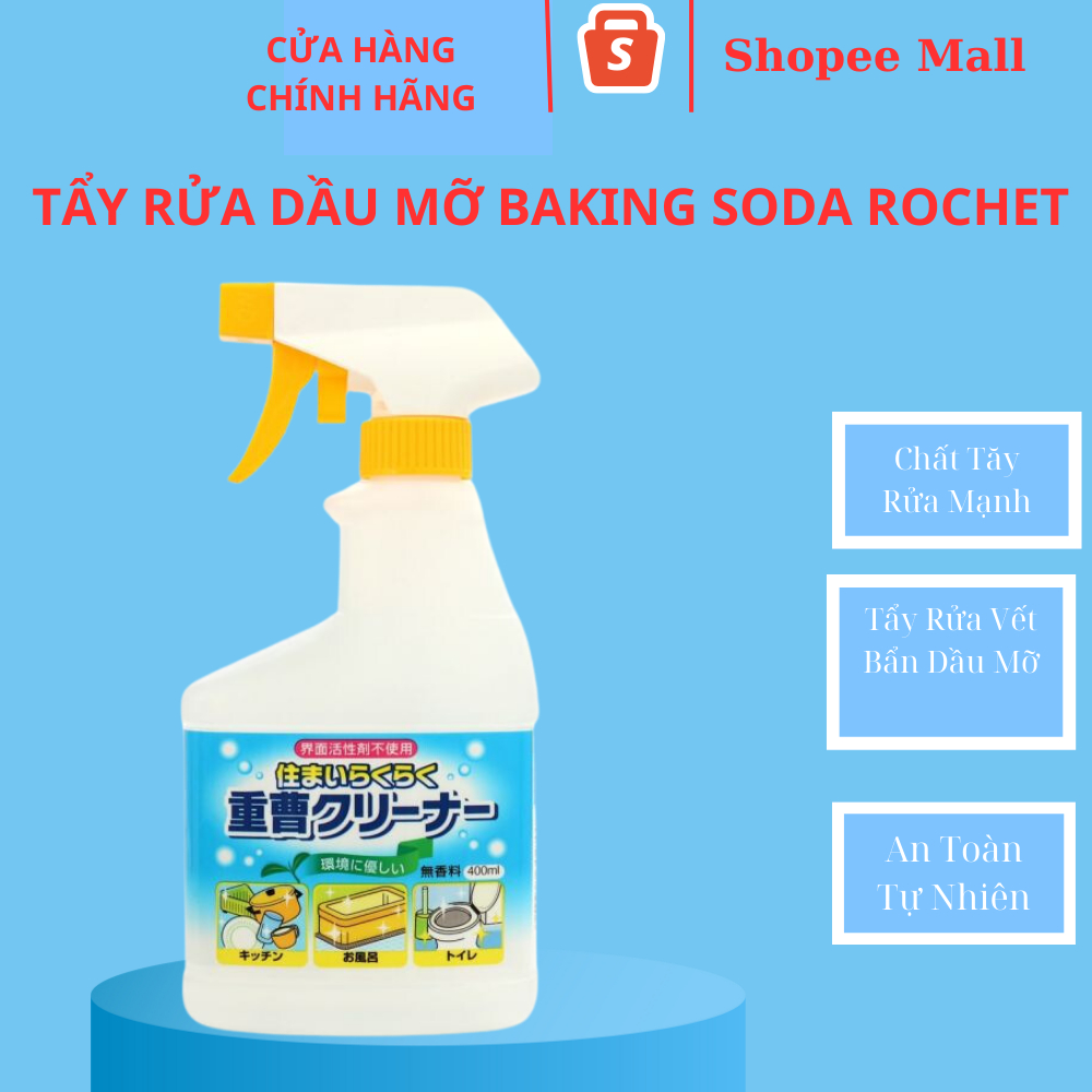 Chai xịt tẩy rửa dầu mỡ, vết bẩn, vết bút bi trên tường baking soda 400ml rocket nội địa nhật bản