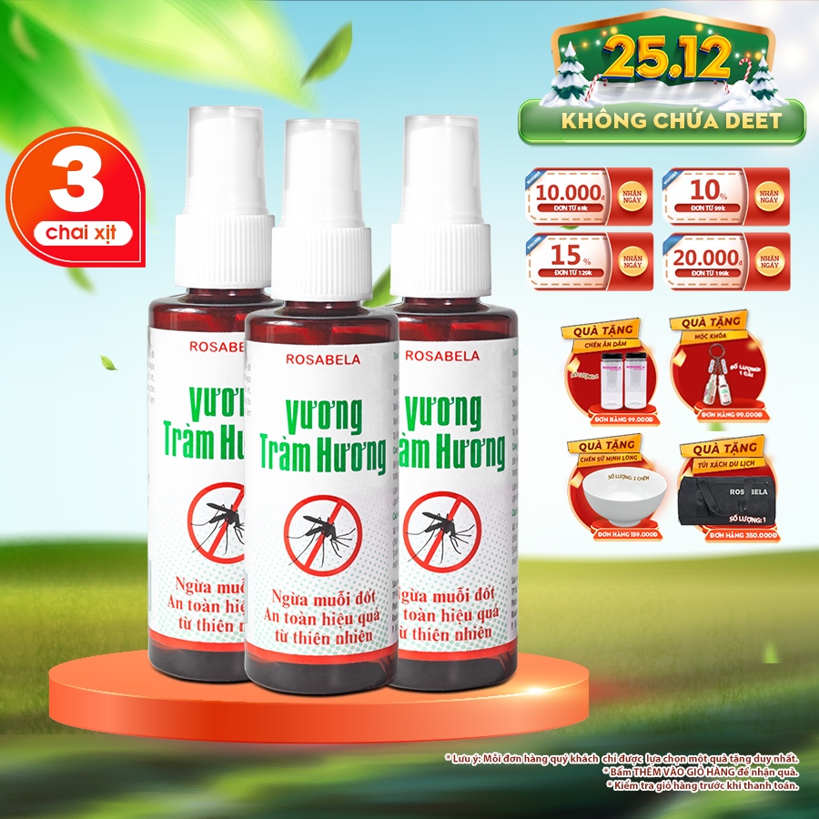 Combo 3 chai xịt chống muỗi và côn trùng giúp xua đuổi muỗi an toàn phù hợp cho bé 6 tháng tuổi trở lên