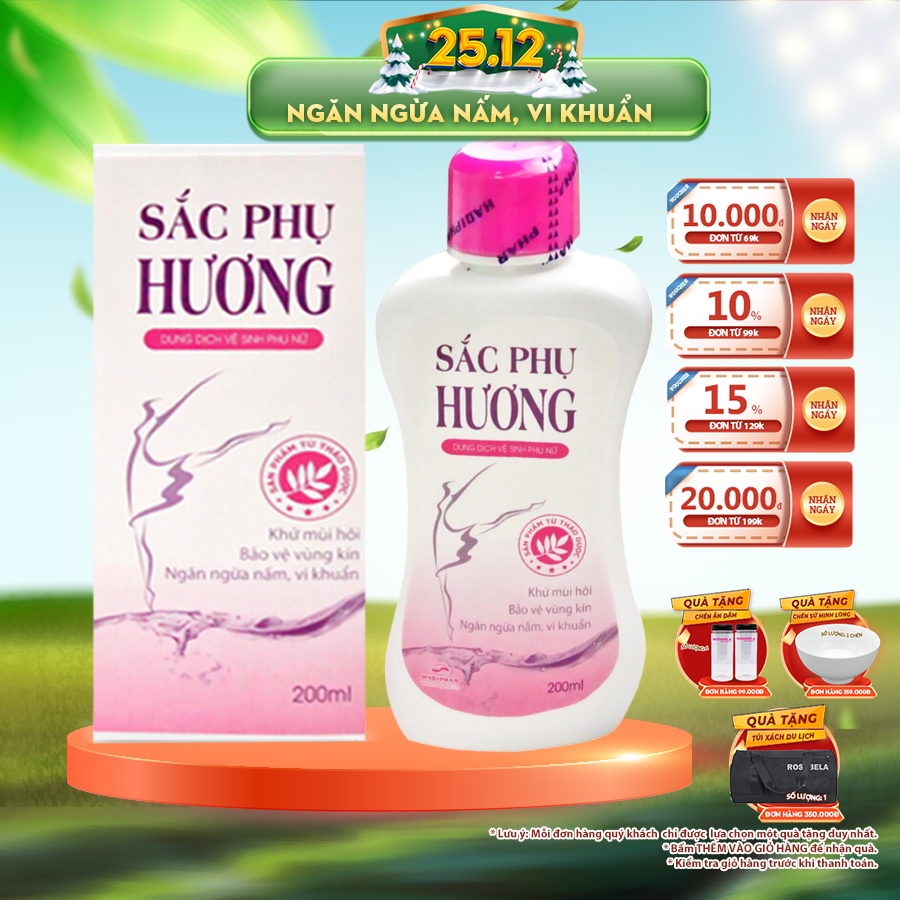 Dung dịch vệ sinh phụ nữ Sắc Phụ Hương vệ sinh vùng kín, ngăn ngừa nấm và vi khuẩn