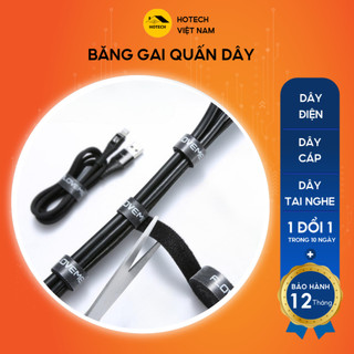 Dây băng gai quấn chống rối đa năng HOTECH quấn gọn dây điện dây cáp có thể tái sử dụng dài 1m 3m 5m nhiều màu QDH