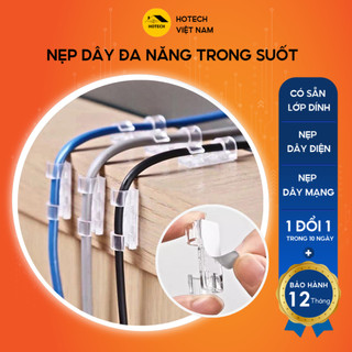 Nẹp dây điện dán tường sẵn miếng dính siêu chắc HOTECH cố định dây mạng kẹp giữ cáp sạc chống rối gọn gàng tiện lợi NDH
