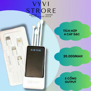 Sạc dự phòng tích hợp pin sạc kèm đèn với sạc 3 đầu AK120 và AK121 - Prami