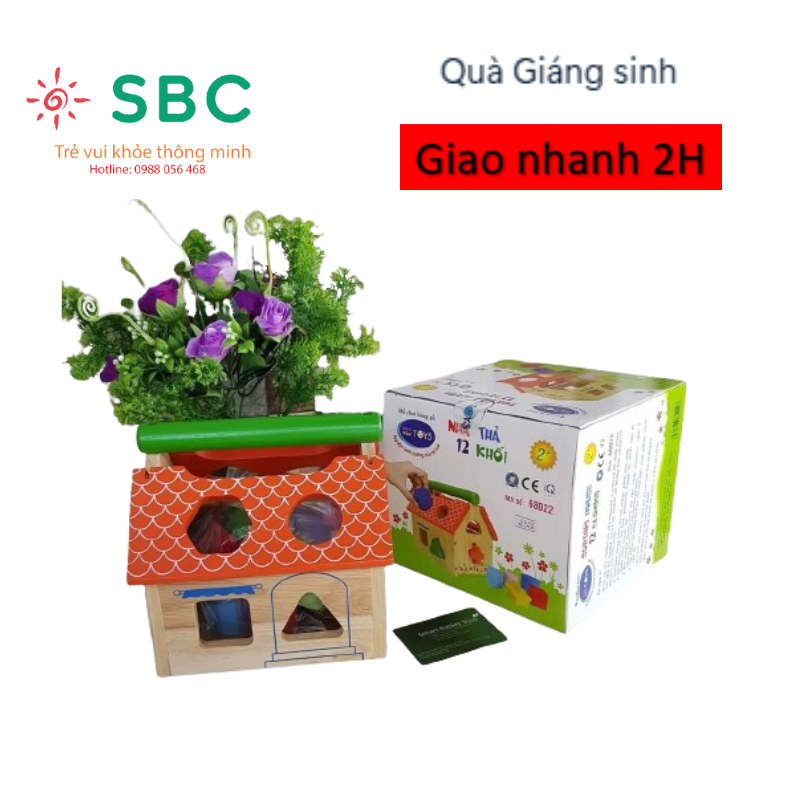 Đồ chơi gỗ Winwintoys Nhà thả 12 khối Đồ chơi học hình khối màu sắc và tư duy