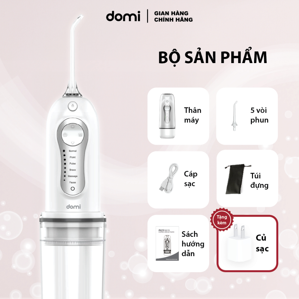Tăm Nước Domi DM823 Pro Cầm Tay Công Nghệ Chống Nước Đạt Chuẩn IPX7