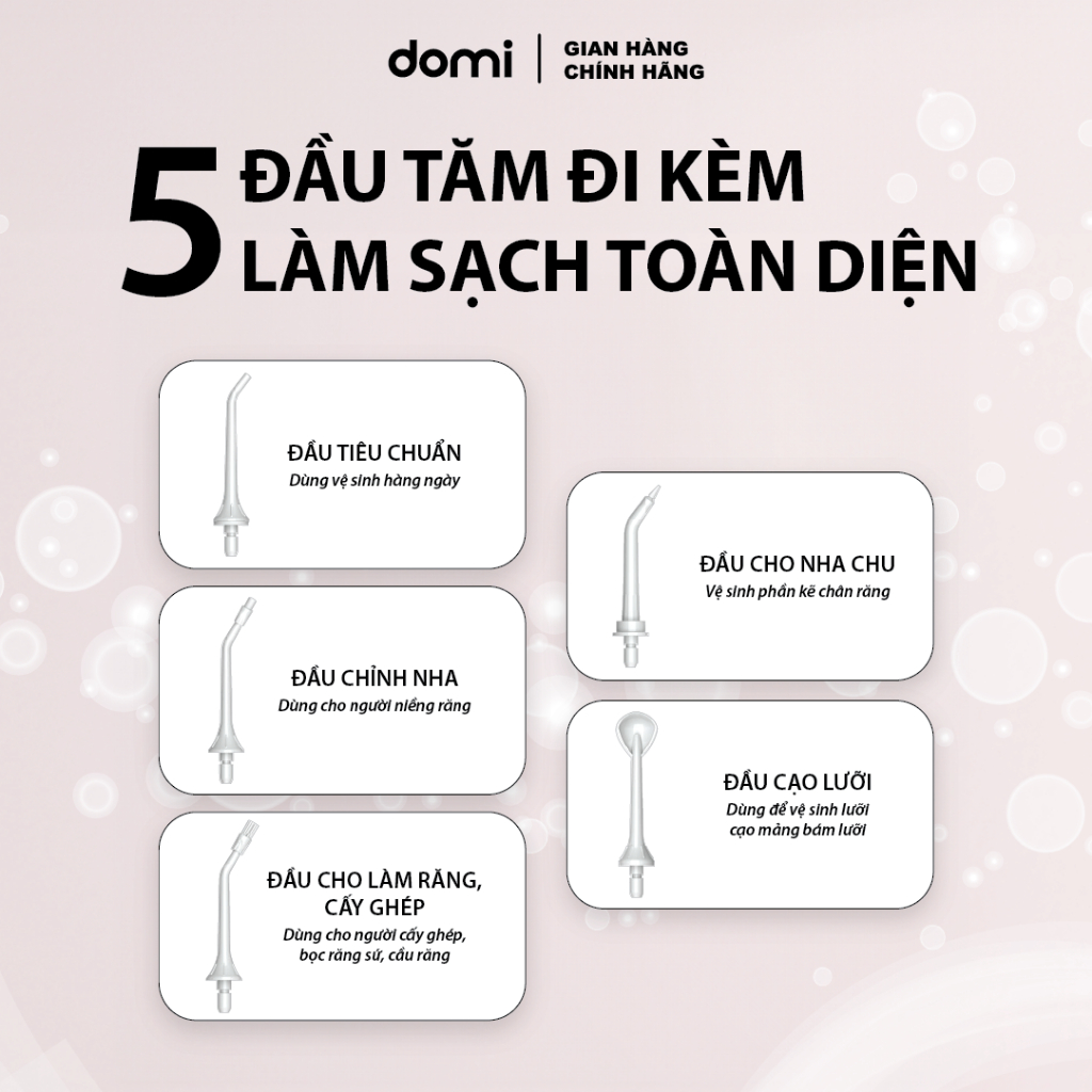 Tăm Nước Domi DM823 Pro Cầm Tay Công Nghệ Chống Nước Đạt Chuẩn IPX7