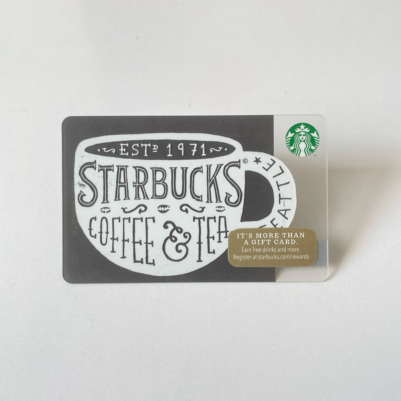 0005-24 THẺ STARBUCKS NHỰA US BLACK & WHITE COFFEE & TEA, thẻ có trầy (thẻ đã sử dụng, dùng để sưu tầm)