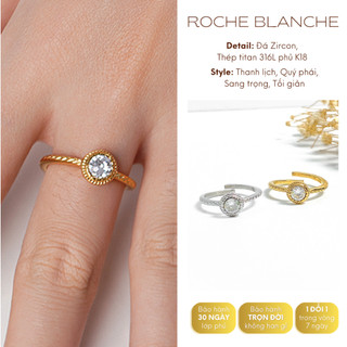 Nhẫn nữ titan không gỉ Roche Blance, nhẫn freesize đính đá basic NACY R909