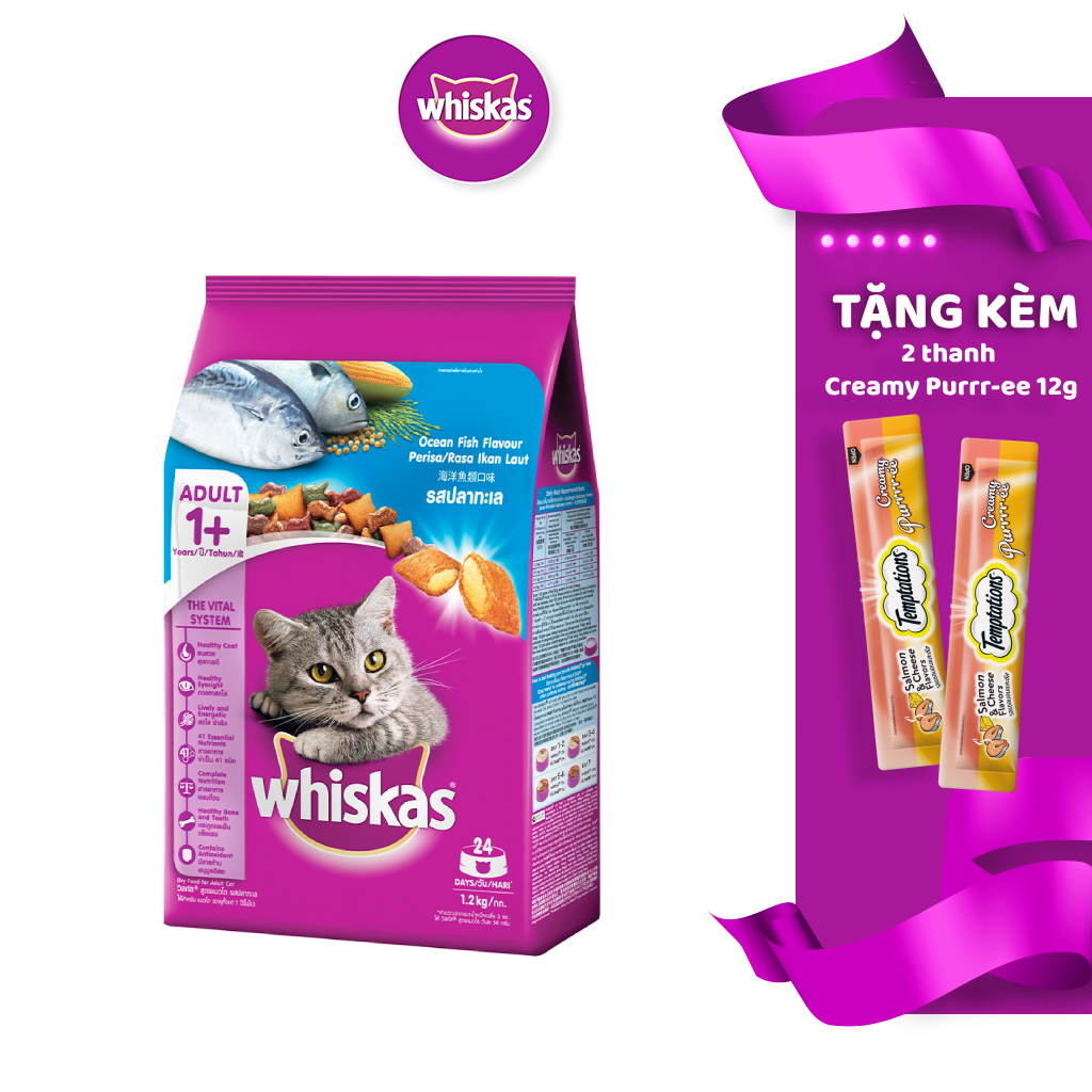 Thức ăn mèo Whiskas vị cá 1.2kg