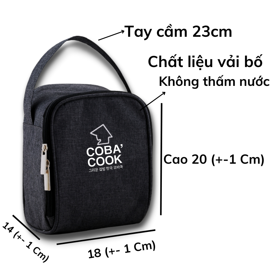 Bộ hộp đựng cơm thủy tinh chịu nhiệt hộp trữ thức ăn COBA'COOK 2 hộp tròn 640ml và 1 túi giữ nhiệt - CCR62BS