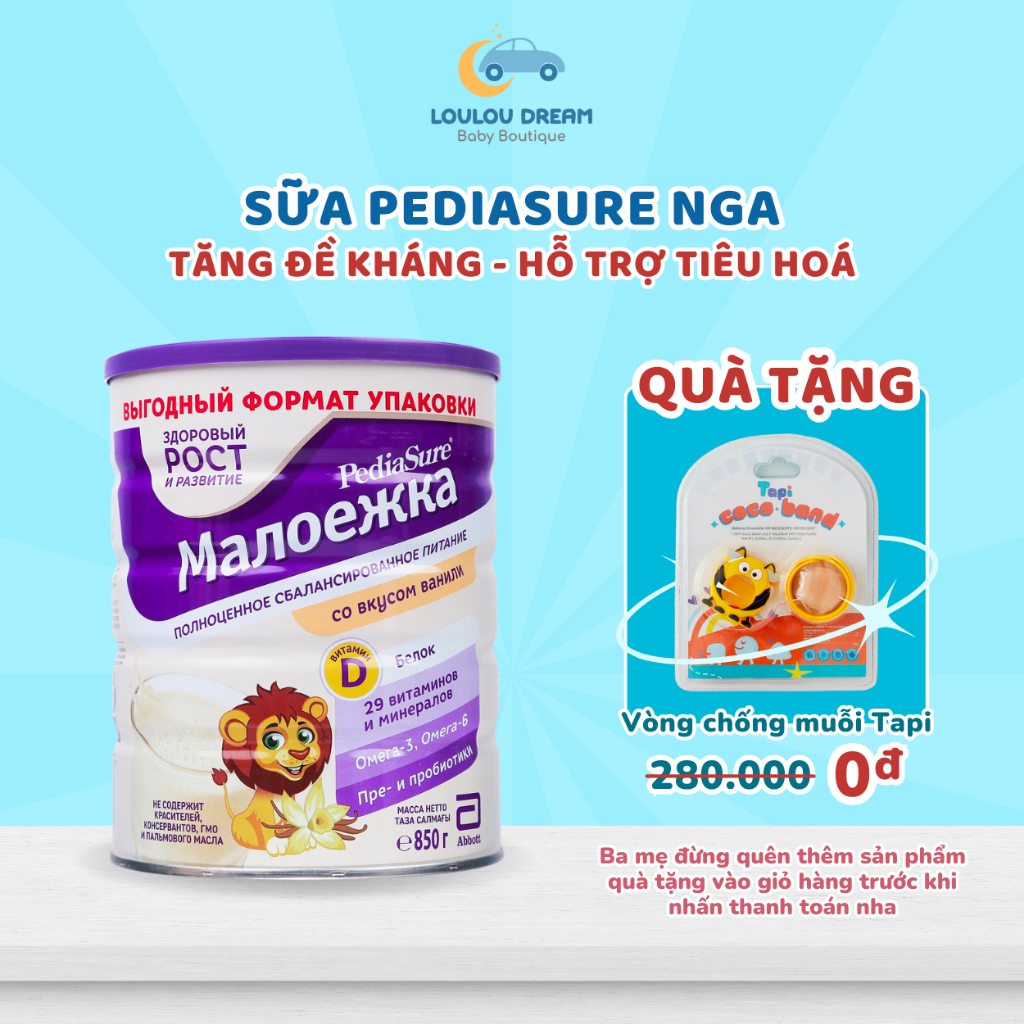 Sữa Pediasure Nga hương vani phù hợp với bé biếng ăn, ăn không ngon miệng và tăng trưởng kém 850gr