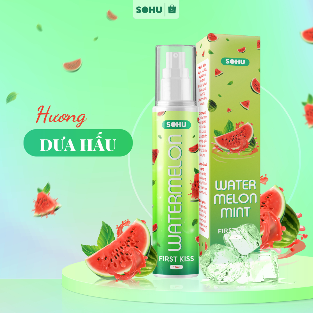 Xịt Thơm Miệng First Kiss SOHU 12ml Nhỏ Gọn Bỏ Túi Tiện Lợi, Sảng Khoái, Thơm Mát Dài Lâu