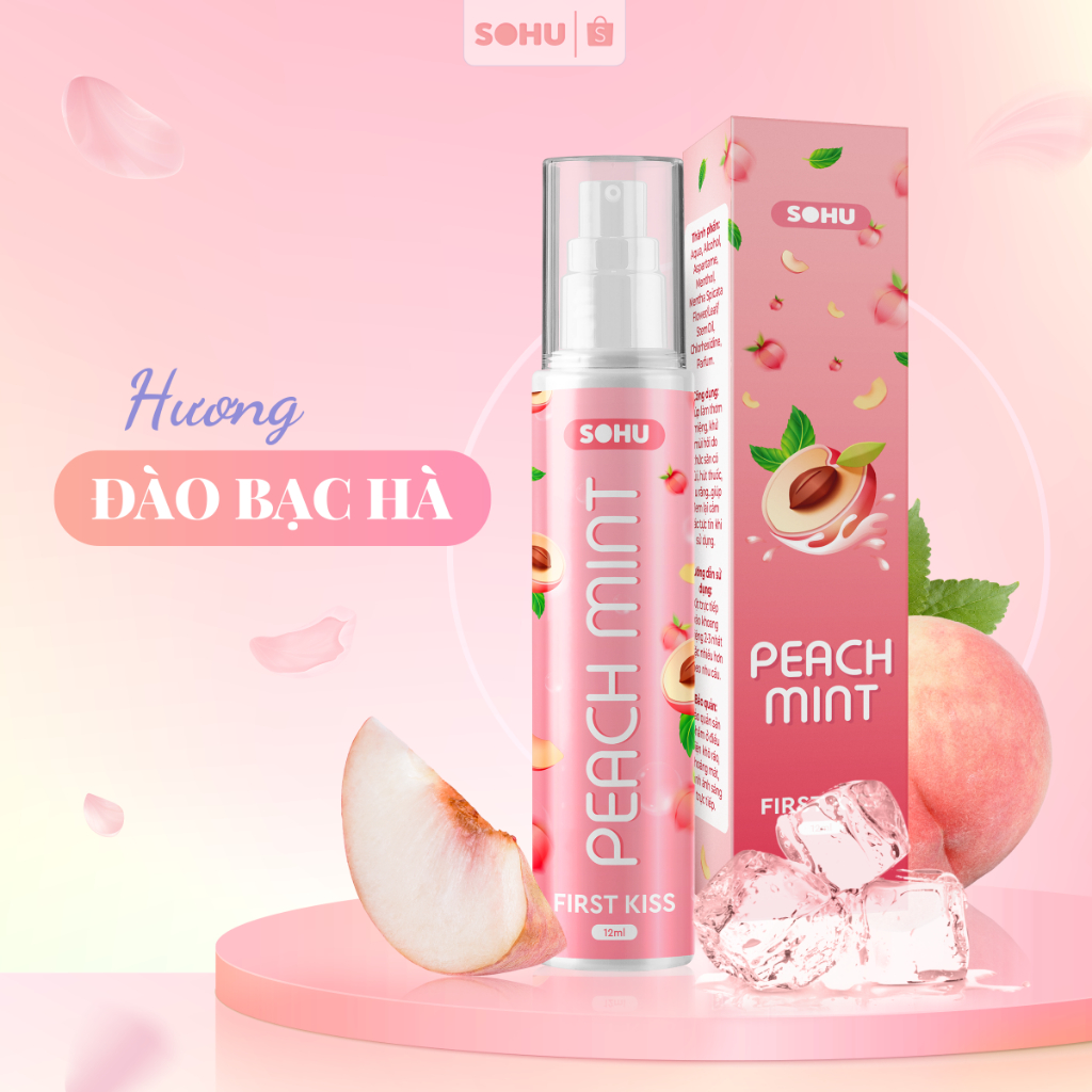 Xịt Thơm Miệng First Kiss SOHU 12ml Nhỏ Gọn Bỏ Túi Tiện Lợi, Sảng Khoái, Thơm Mát Dài Lâu