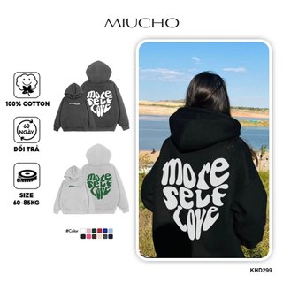 Áo hoodie nữ form rộng HDD299 Miucho chân cua in typography