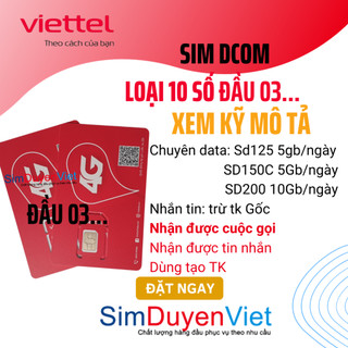 Sim 5gb 7gb 10gb/ngày dcom 4g viettel chuyên dùng data