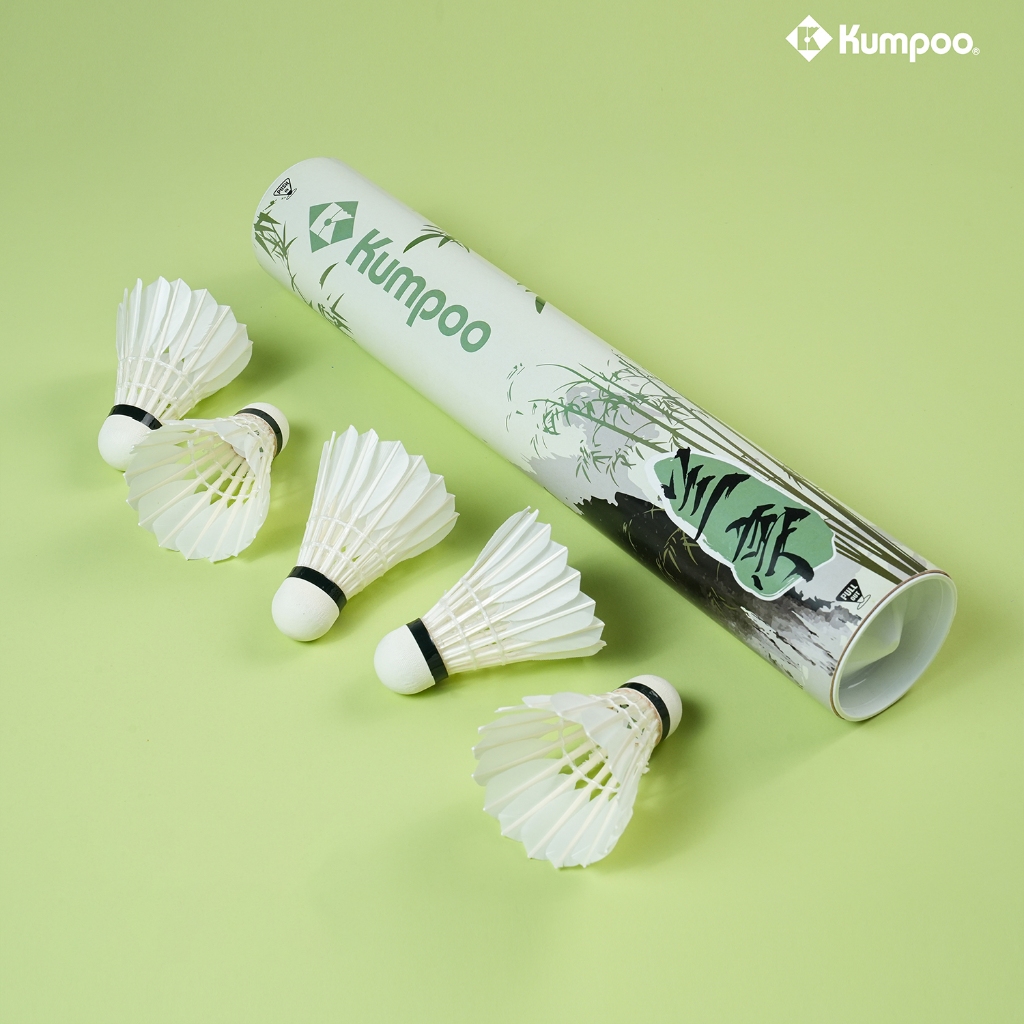 Quả cầu lông Kumpoo Bamboo chính hãng, hộp cầu, ống cầu lông 12 quả siêu bền, chịu va đập tốt, cho thi đấu và tập luyện
