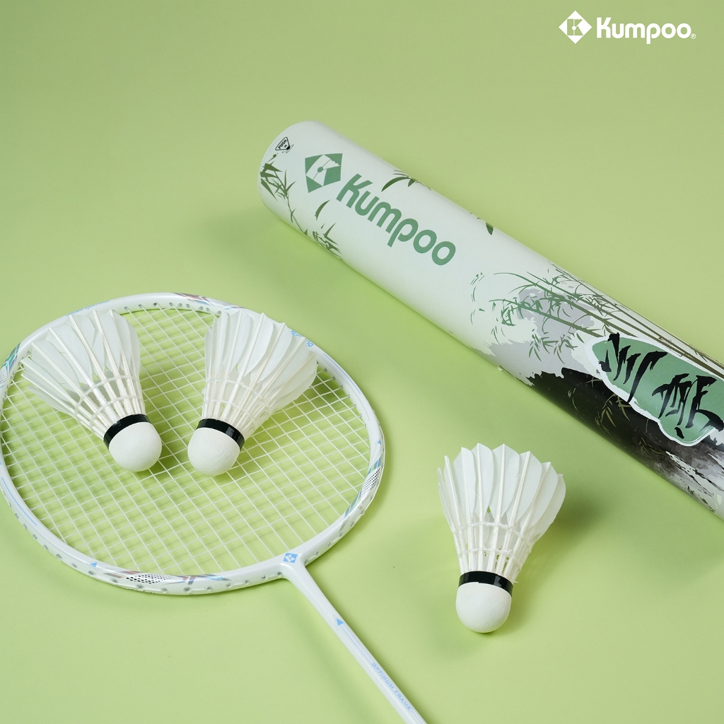Quả cầu lông Kumpoo Bamboo chính hãng, hộp cầu, ống cầu lông 12 quả siêu bền, chịu va đập tốt, cho thi đấu và tập luyện