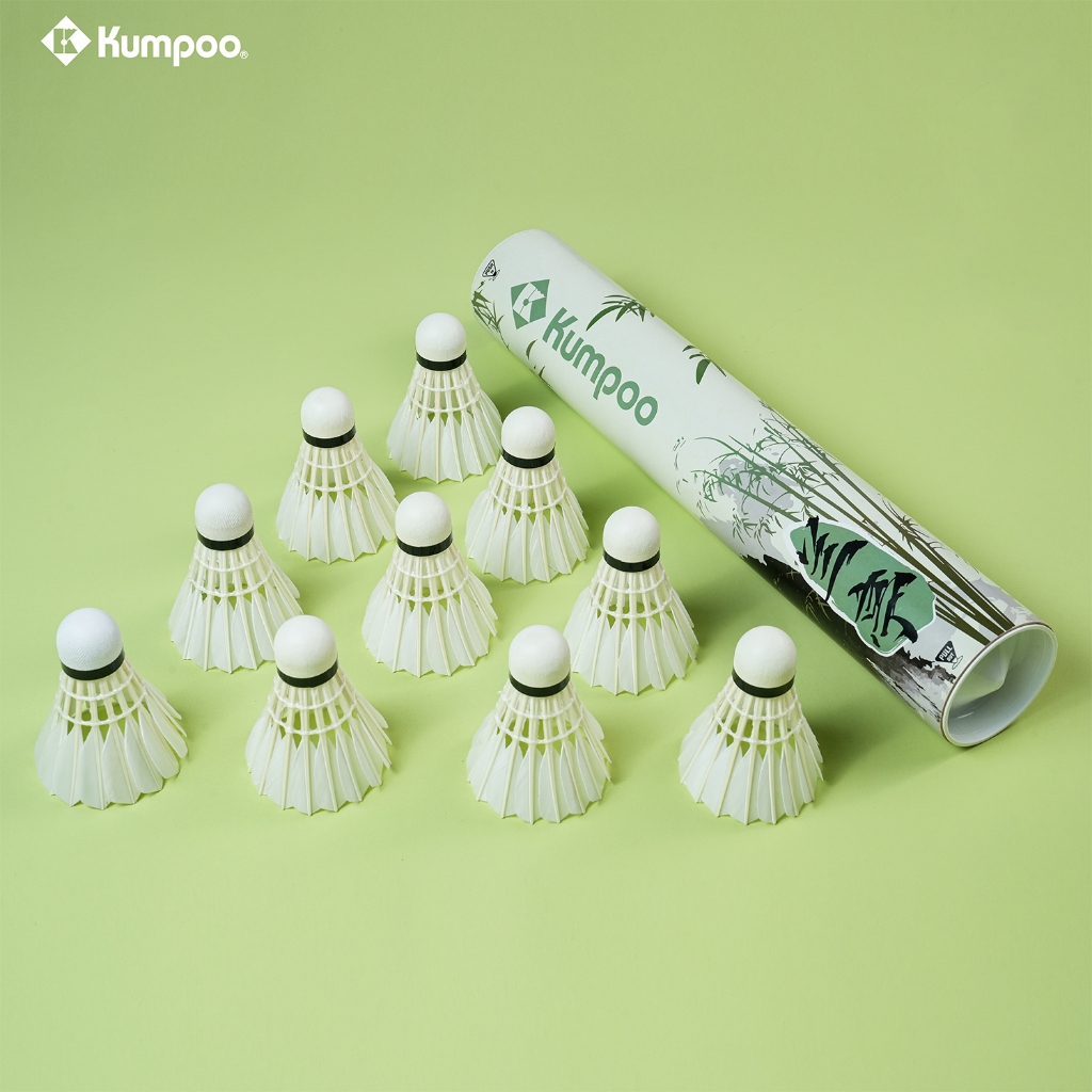 Quả cầu lông Kumpoo Bamboo chính hãng, hộp cầu, ống cầu lông 12 quả siêu bền, chịu va đập tốt, cho thi đấu và tập luyện