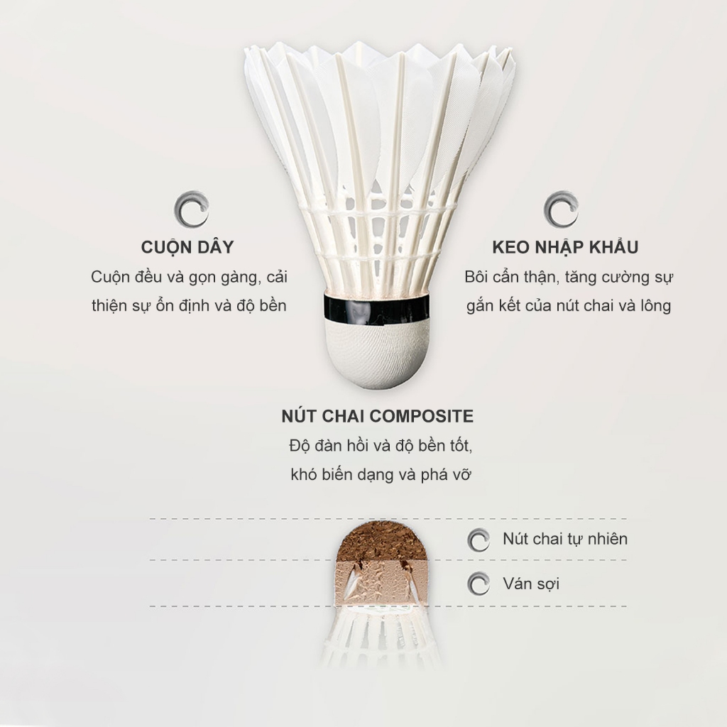 Quả cầu lông Kumpoo Bamboo chính hãng, hộp cầu, ống cầu lông 12 quả siêu bền, chịu va đập tốt, cho thi đấu và tập luyện