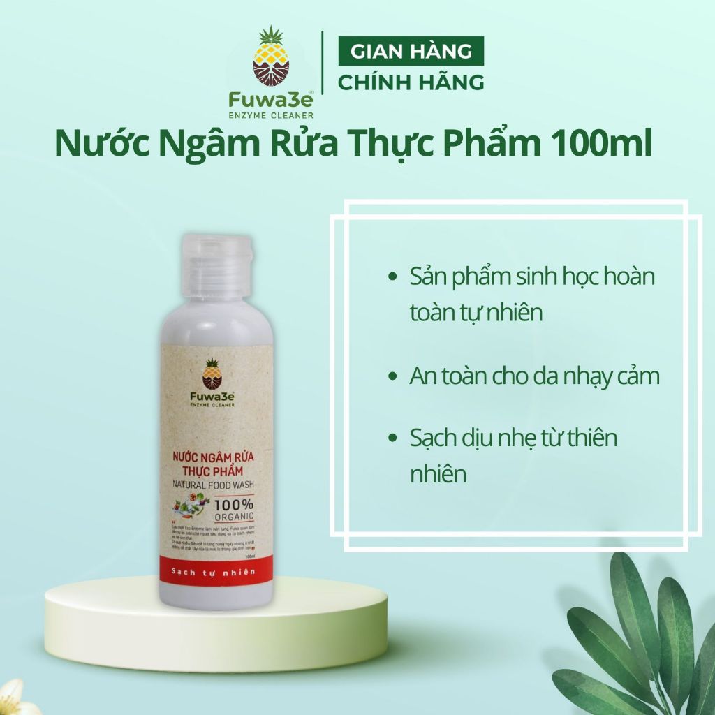 Nước ngâm rau củ quả Fuwa3e 100ml organic sinh học 100ml làm sạch thực phẩm 100% Enzyme từ dứa