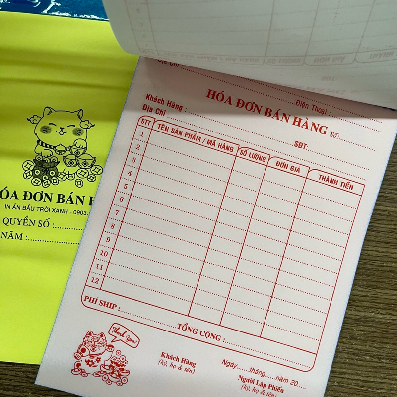 Hóa đơn bán hàng khổ A5 loai 1 liên / 2 liên