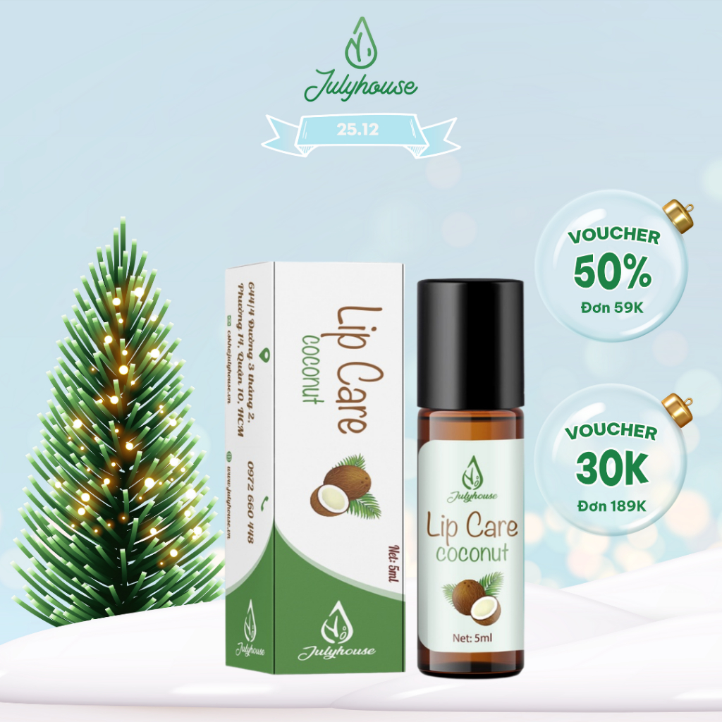 Son dưỡng dầu dừa 5ml JULYHOUSE, dưỡng môi mềm mịn