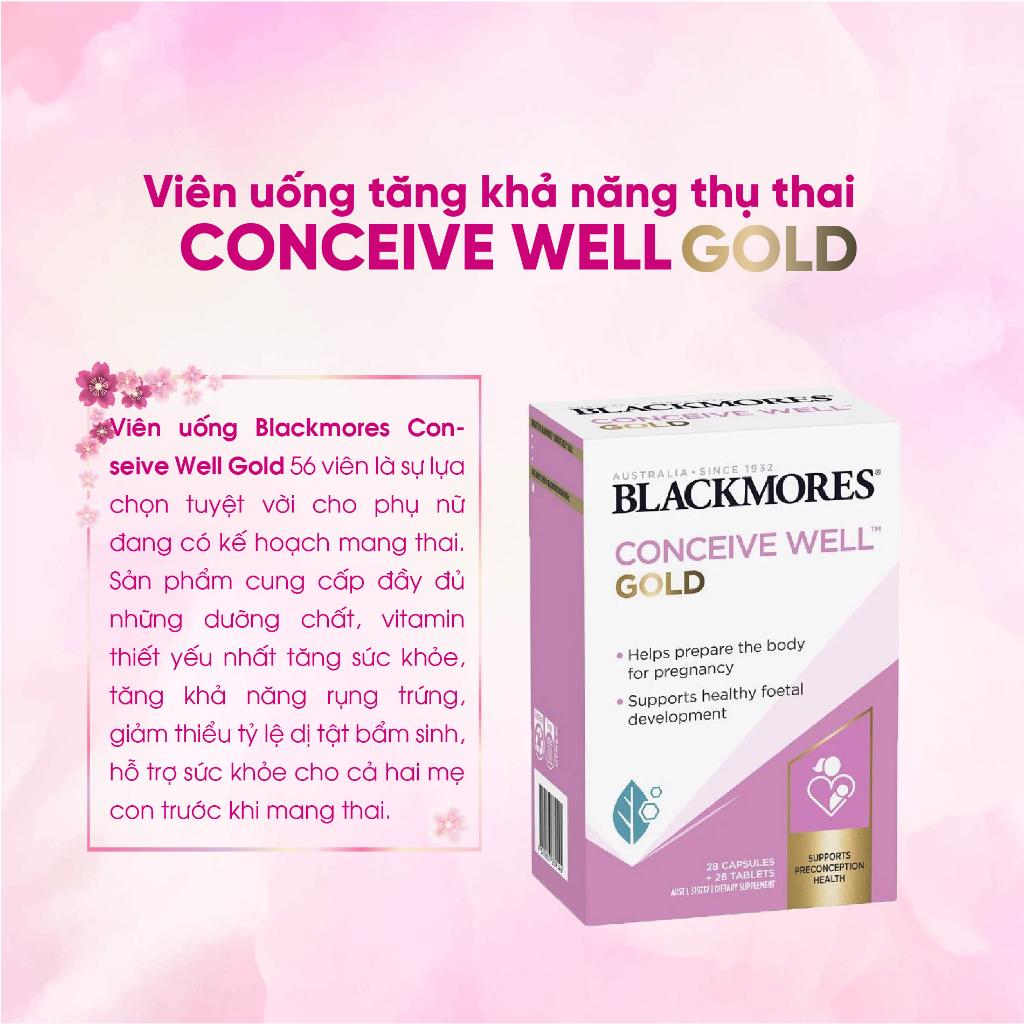 Combo tăng khả năng thụ thai 2 món Tinh dầu hoa anh thảo Blackmores 190 viên + Bổ trứng Blackmores 56 viên cho nữ giới