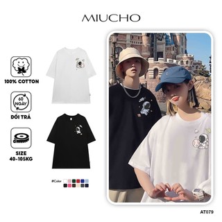 Áo phông đôi nữ form rộng tay lỡ unisex chất vải cotton AT079 Miucho in hình