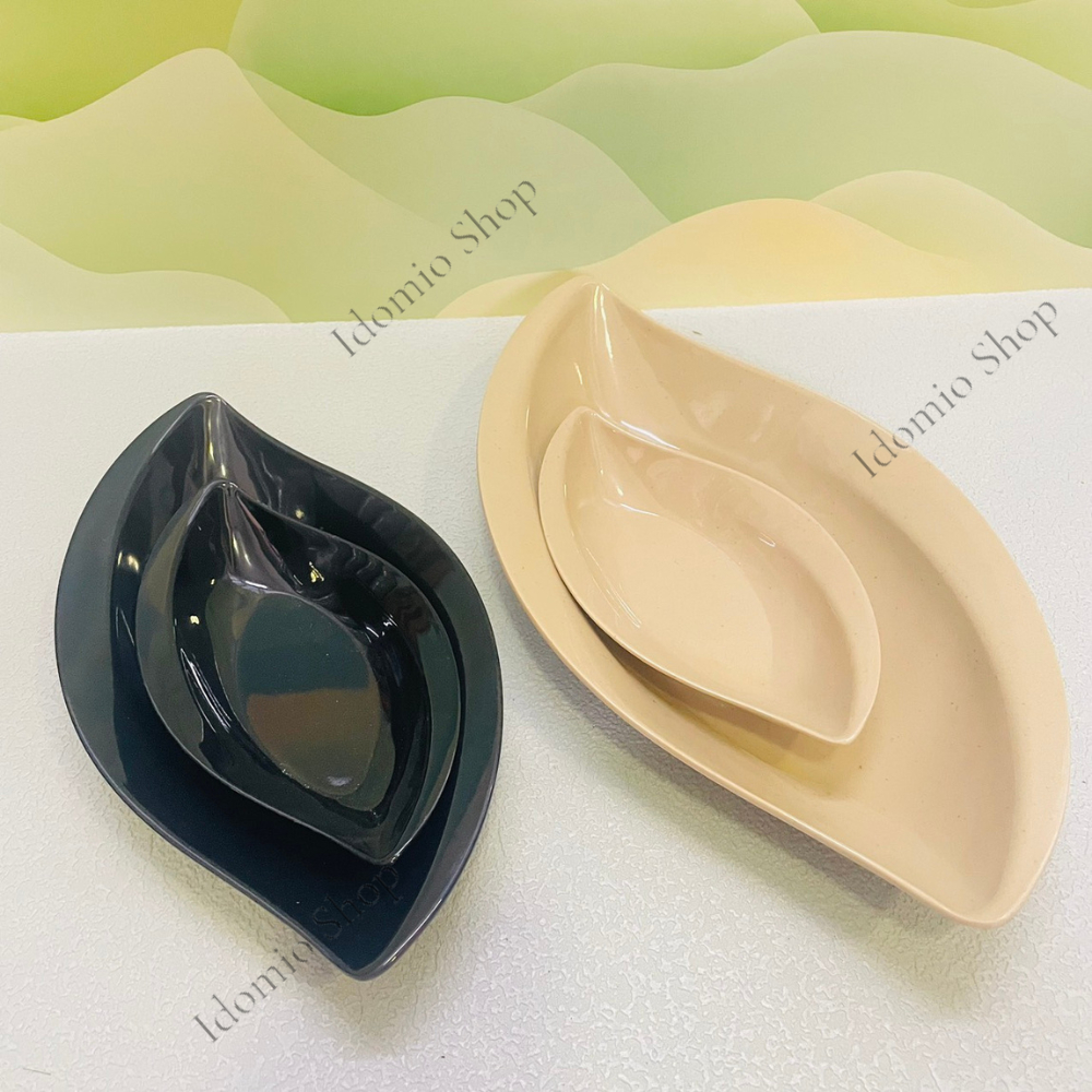 Dĩa Nhựa Melamine Hình Lá Nhiều Màu