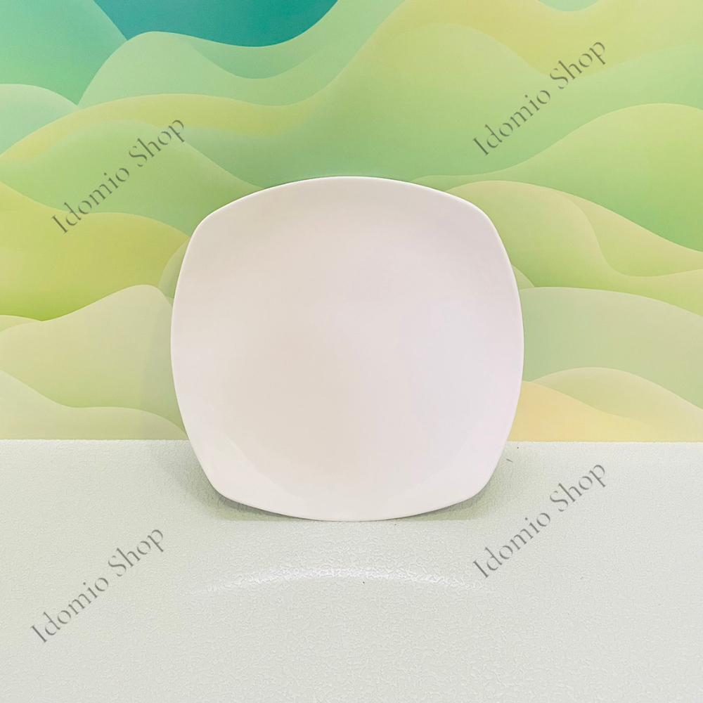Dĩa Nhựa Vuông Melamine Màu Trắng