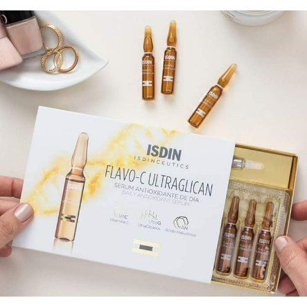 Huyết thanh sáng da, chống lão hoá ISDIN Flavo-C Ultraglican cho ban NGÀY 30ống x 2ml
