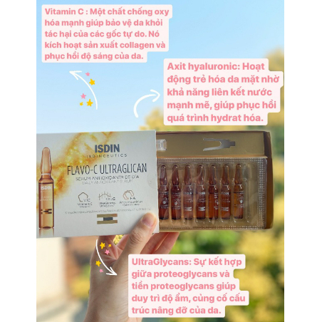 Huyết thanh sáng da, chống lão hoá ISDIN Flavo-C Ultraglican cho ban NGÀY 30ống x 2ml