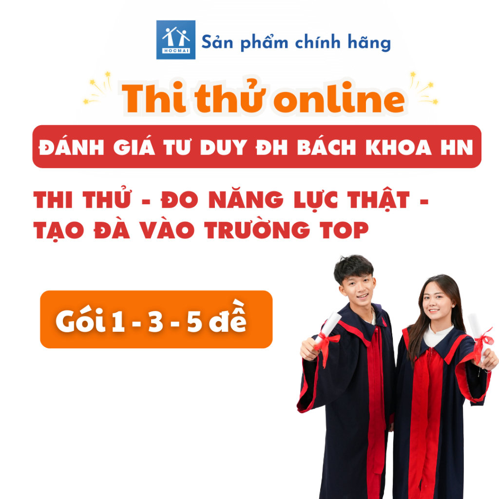 HOCMAI - Đề thi thử Đánh giá tư duy ĐH Bách khoa Hà Nội - TSA- Gói 1,3,5 đề - Toàn quốc [Voucher]