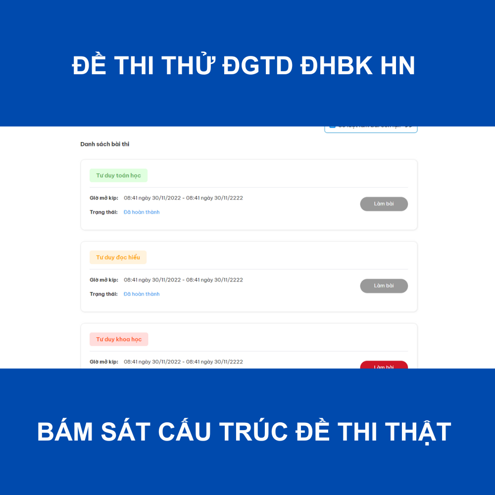 HOCMAI - Đề thi thử Đánh giá tư duy ĐH Bách khoa Hà Nội - TSA- Gói 1,3,5 đề - Toàn quốc [Voucher]