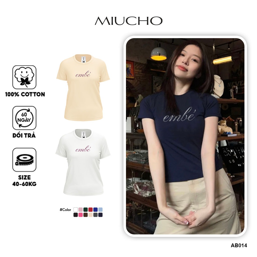 Áo thun baby tee AB014 Miucho chất vải cotton in brand name