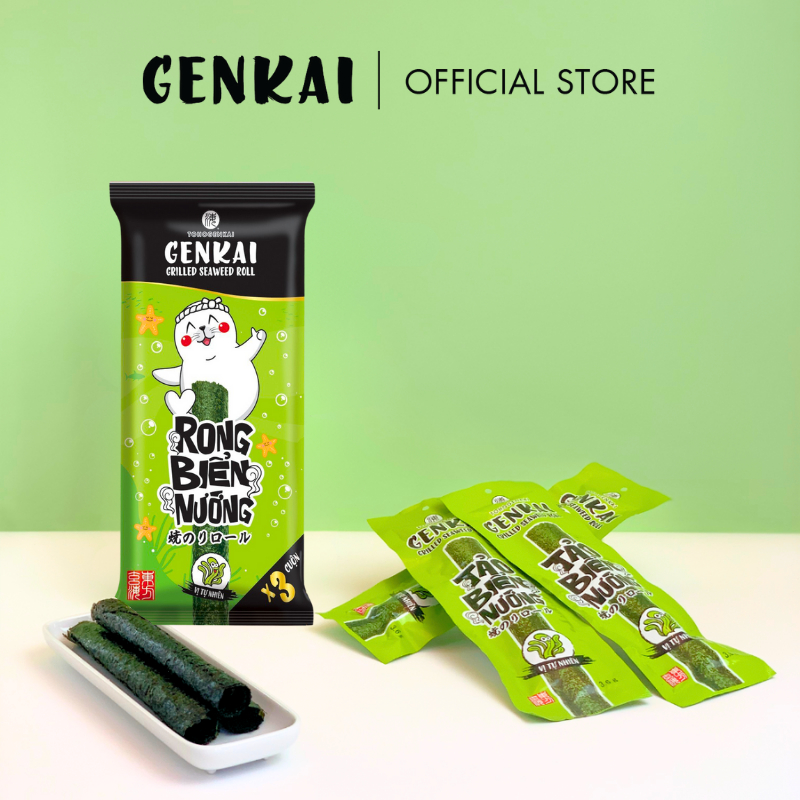 Snack Tảo Biển Nướng Cuộn GENKAI Vị Tự nhiên 10.8g