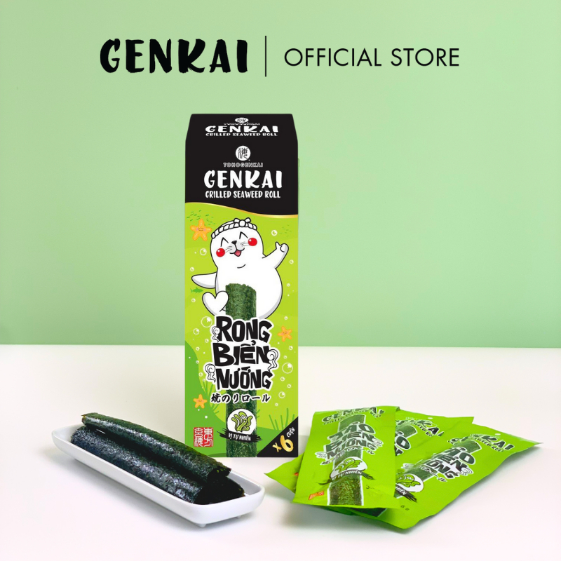 Snack Tảo Biển Nướng Cuộn GENKAI Vị Tự Nhiên 21.6g