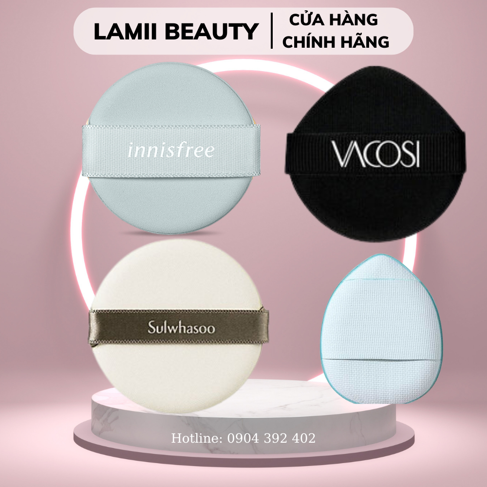 Bông mút đánh kem nền, cushion Sulwhasoo/Innisfree