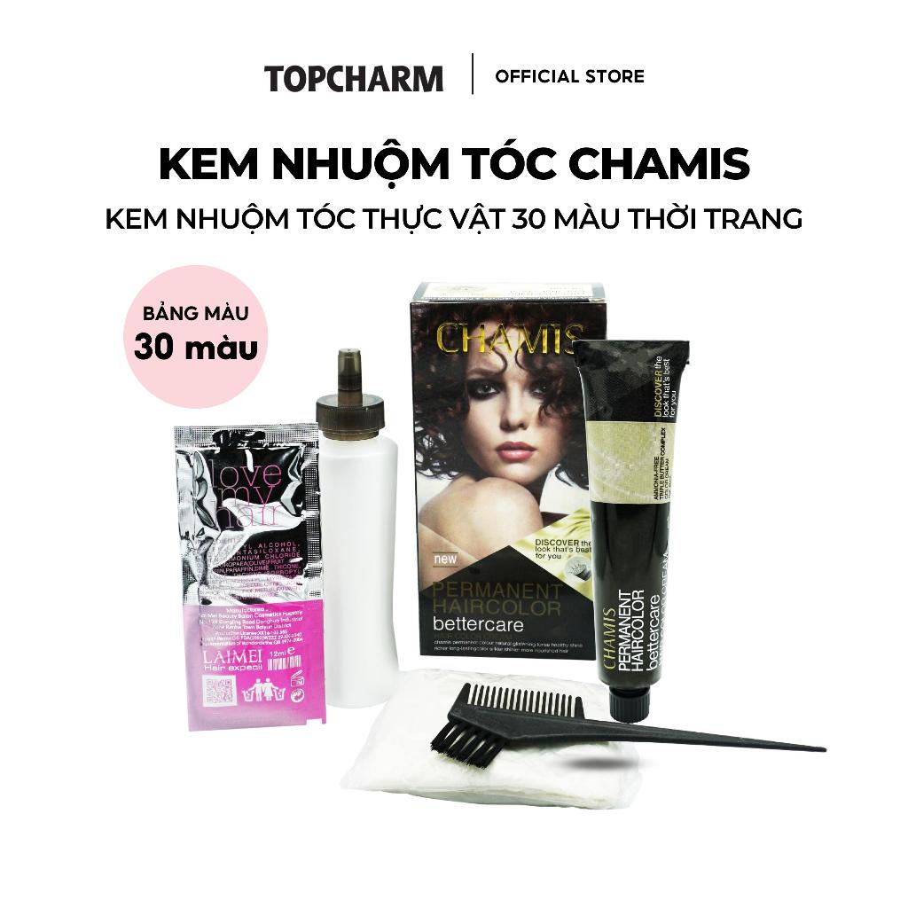 Thuốc nhuộm tóc thực vật màu chuẩn CHAMIS 30 màu - Lên màu nhanh, dưỡng tóc khỏe (có kèm dụng cụ nhuộm)