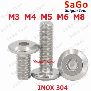 Ốc vít inox 304 đầu lục giác dẹp mỏng vát 3ly 4ly 5ly 6ly 8ly (10 con)