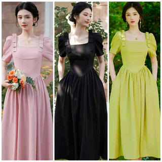 Đầm xoè váy công chúa vintage nơ vai 3 màu, váy dự tiệc, váy dạo phố, style hàn quốc xuongvnxk (kèm hình thật)