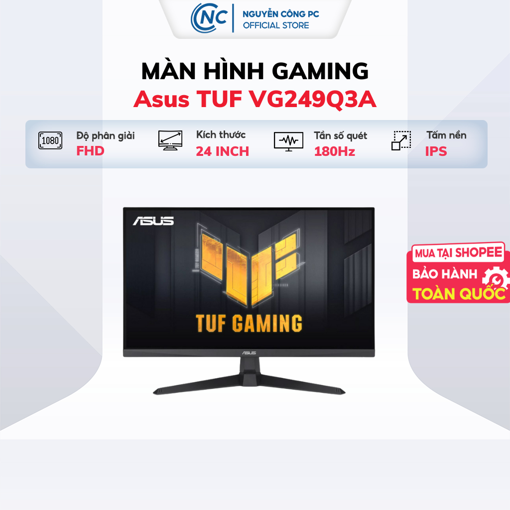 Màn Hình Gaming Asus TUF VG249Q3A (24 Inch/ Full HD/ 180Hz/ FreeSync/ 1ms GTG) - Hàng chính hãng bảo hành 36 tháng | BigBuy360 - bigbuy360.vn