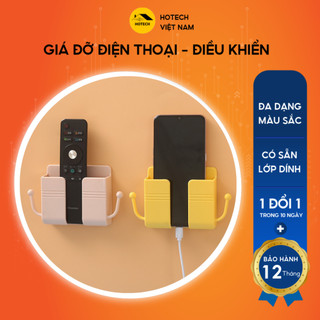 Kệ dán tường giá đỡ điện thoại để Remote HOTECH có sẵn miếng dán siêu chắc kèm móc treo 2 bên tiện lợi DTDTH