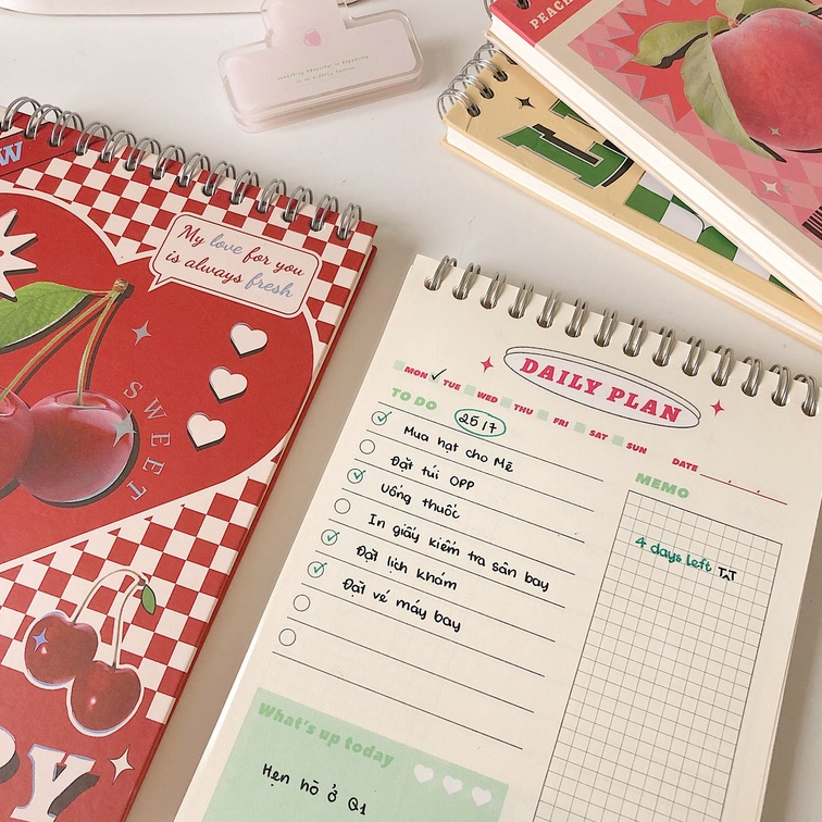 Sổ lò xo kế hoạch hàng tuần planner Fruit 120 trang