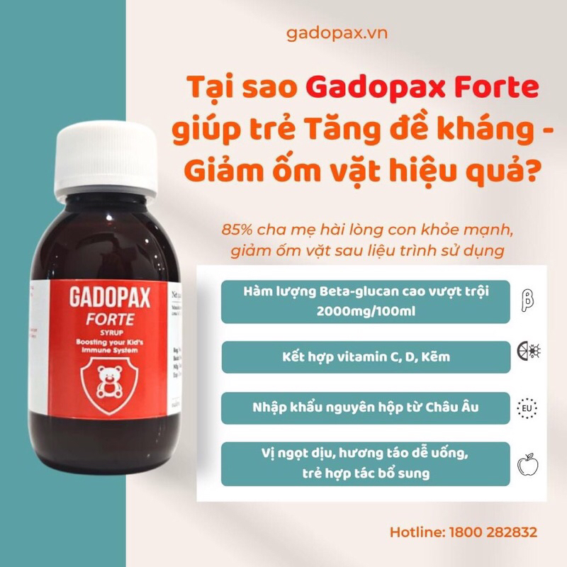 Siro Gadopax Forte - Tăng đề kháng vượt trội từ Châu Âu, Trẻ hết ốm vặt 100ml