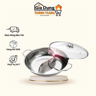 Nồi lẩu inox 2 ngăn kèm vung kín