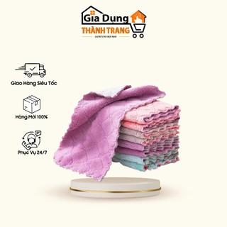 [1K- RẺ VÔ ĐỊCH] Khăn lau đa năng bếp, bát đĩa, cốc chén thấm nước chống dính dầu mỡ hai mặt loại to 15x26cm