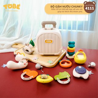Bộ gặm nướu Chunky Tobe 10 chi tiết nhựa ABS kết hợp sillicon mềm mịn cao cấp an toàn giúp bé phát triển giác quan 4111